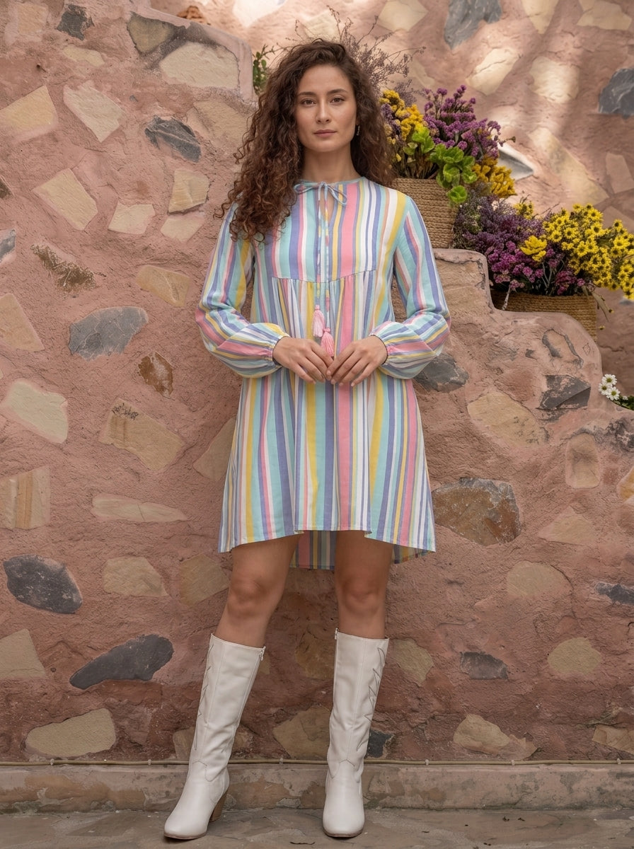 MULTICOLOUR MIDI DRESS