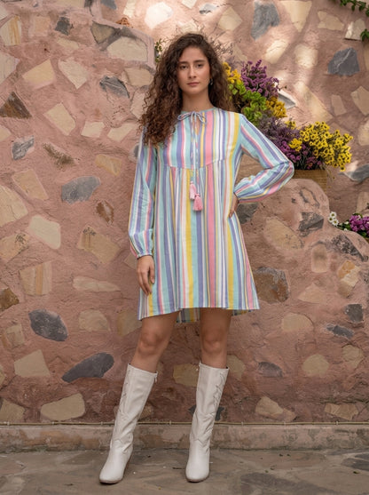 MULTICOLOUR MIDI DRESS