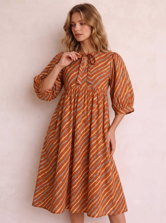 SUNSET LEHER MIDI DRESS