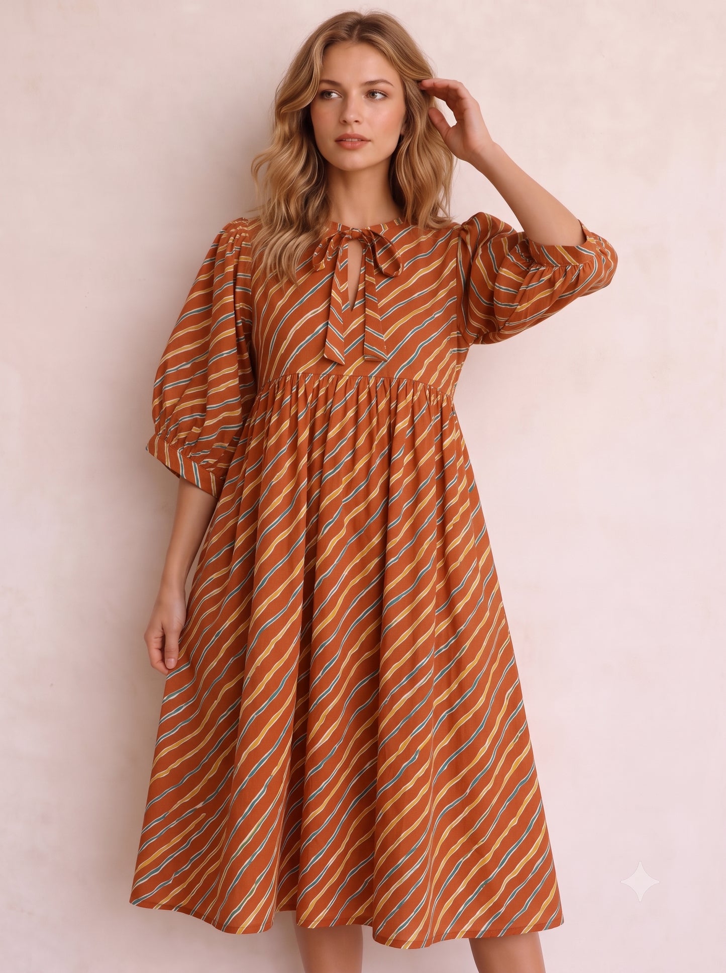 SUNSET LEHER MIDI DRESS