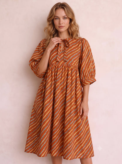 SUNSET LEHER MIDI DRESS