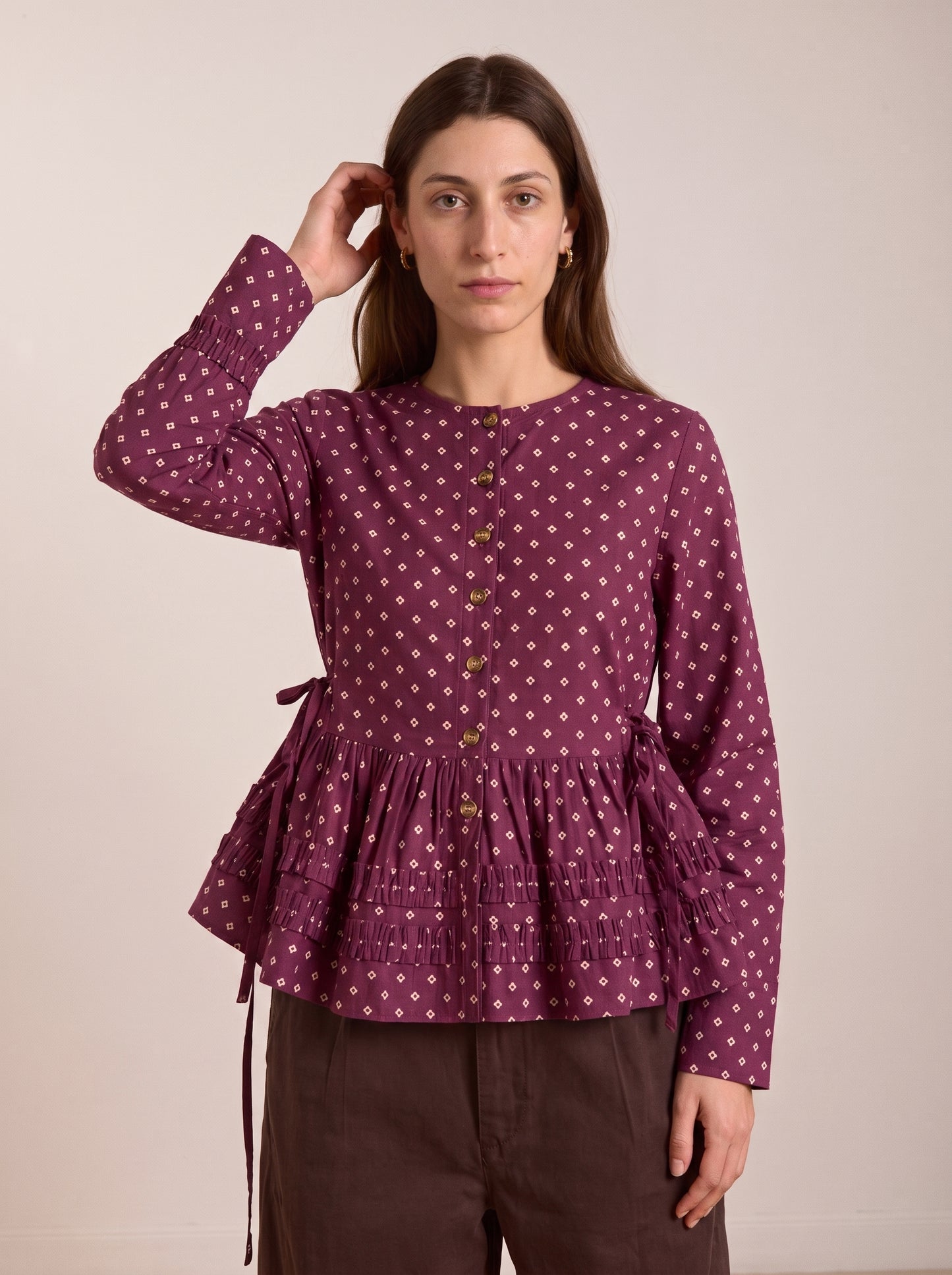 BURGUNDY BANDHEJ TOP