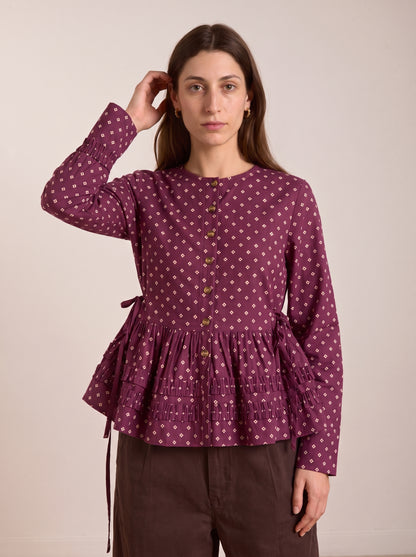 BURGUNDY BANDHEJ TOP
