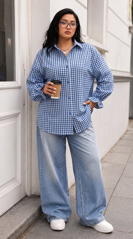 GINGHAM OVERSIZED SHIRT