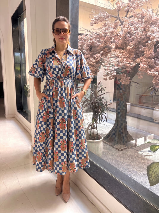 BLUE CHECKERED DRESS