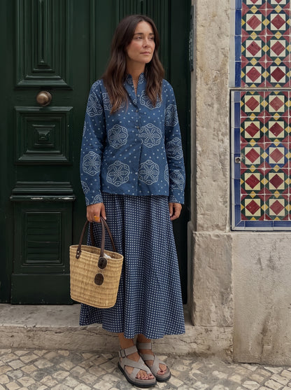 INDIGO BANDHEJ SKIRT SET