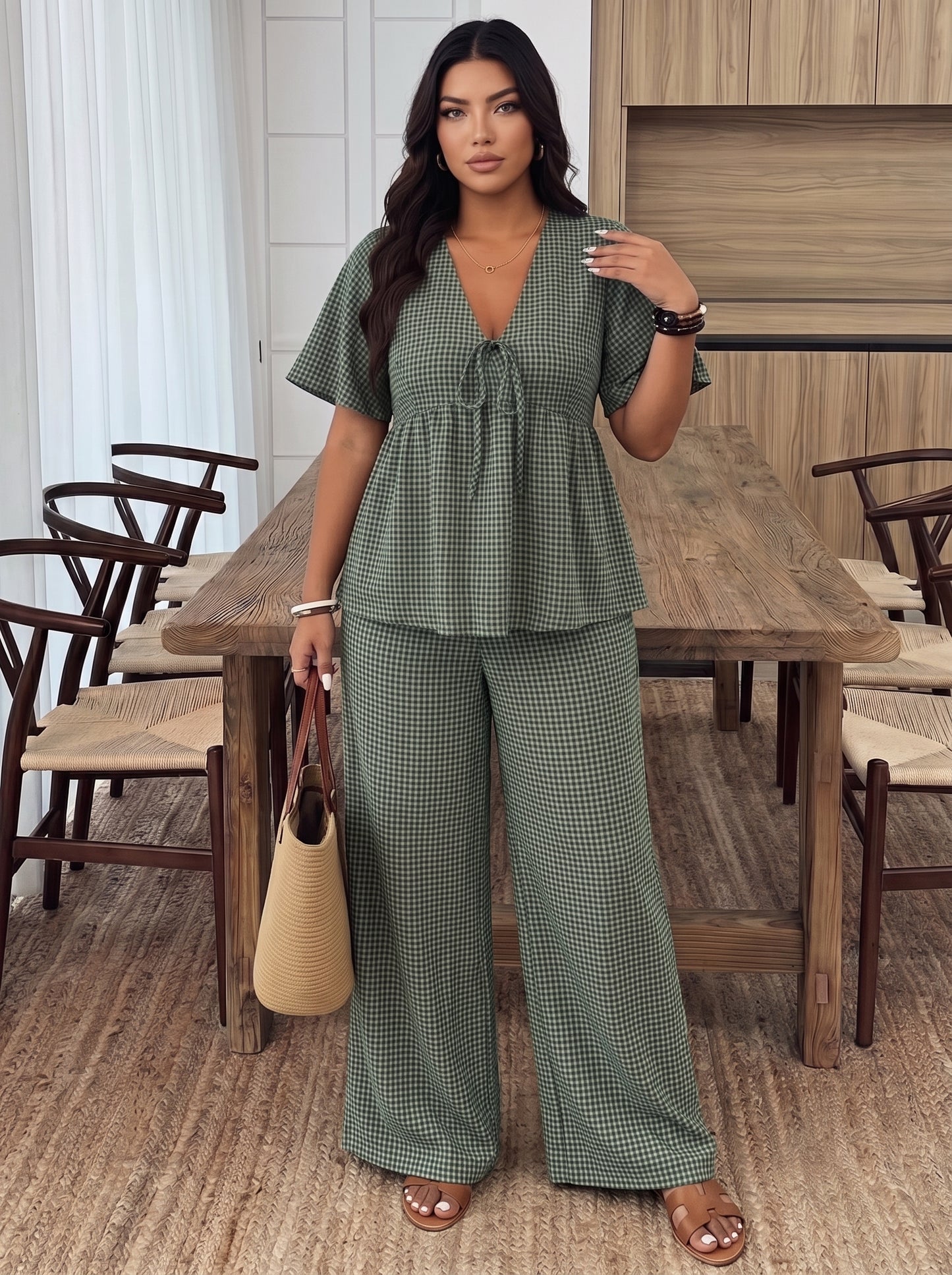 EVERGREEN GINGHAM COORD SET