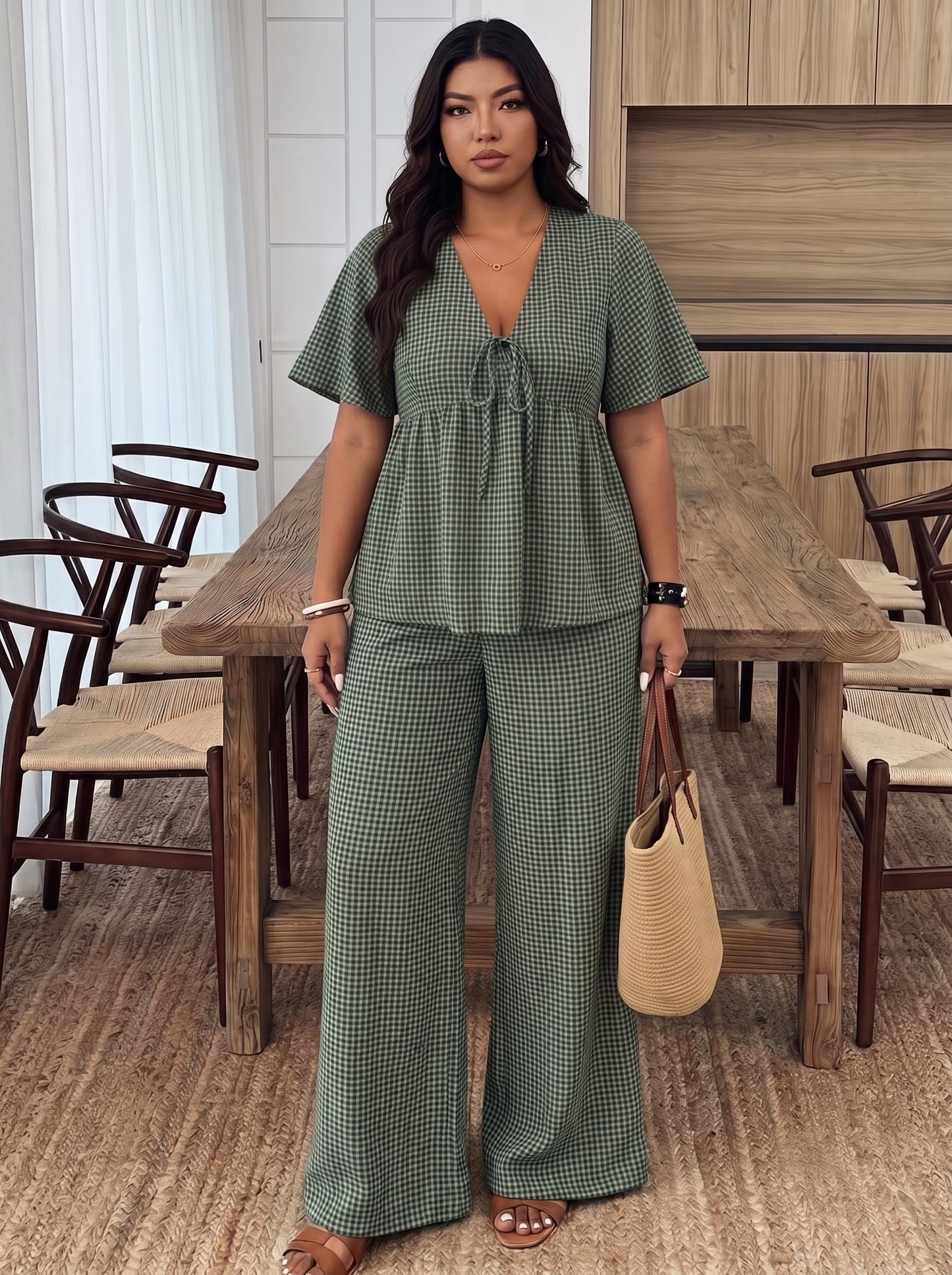 EVERGREEN GINGHAM COORD SET