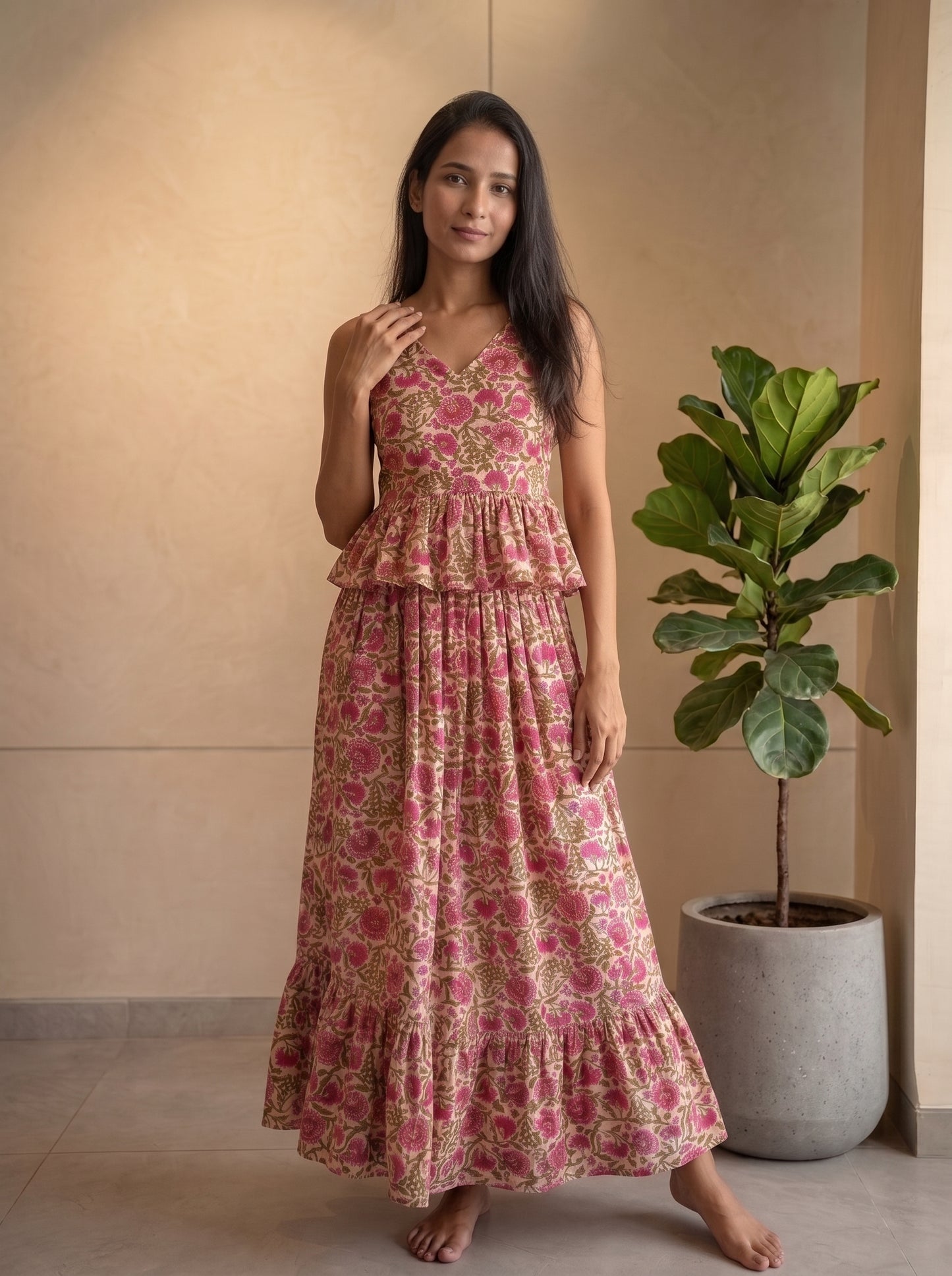 PINK FLORAL SKIRT SET