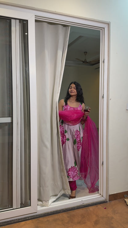 RANI HAND PAINTED ANARKALI SET