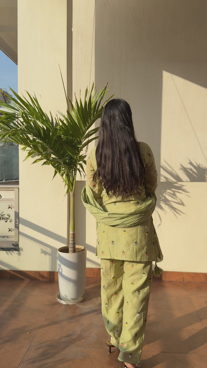 HINA MUL-CHANDERI KURTI SET